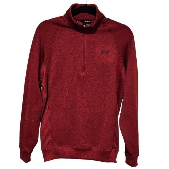 Under Armour ColdGear Storm Pullover Mens Small Loose Burgundy 1/2 Zip - Picture 3 of 14